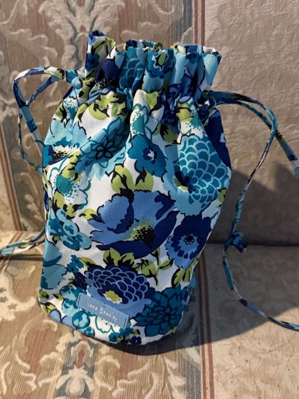 Vera Bradley Blueberry Blooms Ditty Bag Plastic Lined Floral Blue Purple